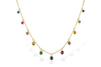 A274-43120: NECK .90 TW MULTI-COLOR SAPPH & GREEN GARNET (18")