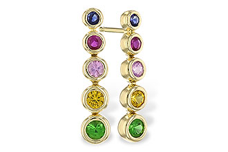 A274-44993: EARR .60 TW MULTI-COLOR SAPPH & GREEN GARNET