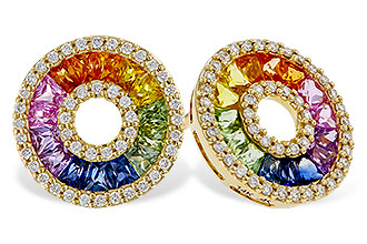 A275-30393: EARRINGS 2.10 MULTI-COLOR SAPP 2.37 TGW