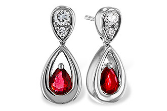 A275-30402: EARRINGS .40 RUBY .52 TGW (4x3 RUBY)