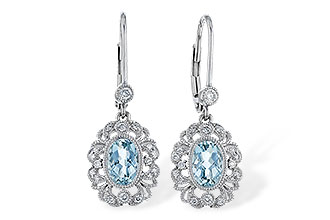 B275-28593: EARRING .75 TW AQUA .92 TGW (7x5MM AQUA)