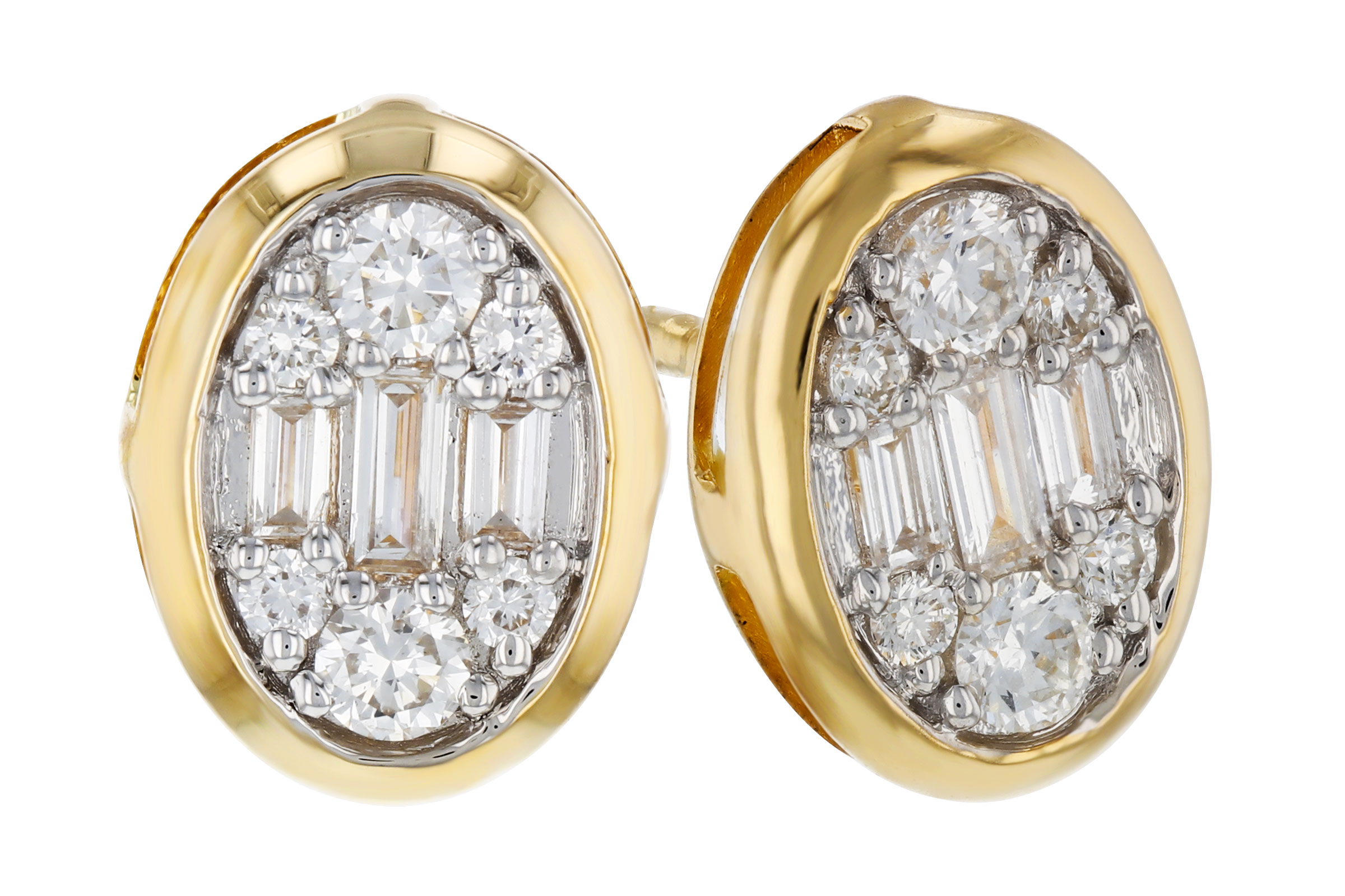 B276-20429: EARRINGS .08 TW BAGUETTE .24 TW