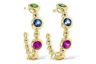 E276-18547: EARR .68 TW MULTI-COLOR SAPPH & GREEN GARNET