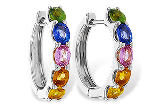 F275-30384: EARRINGS 2.20 TW MULTI-COLOR SAPPHIRE