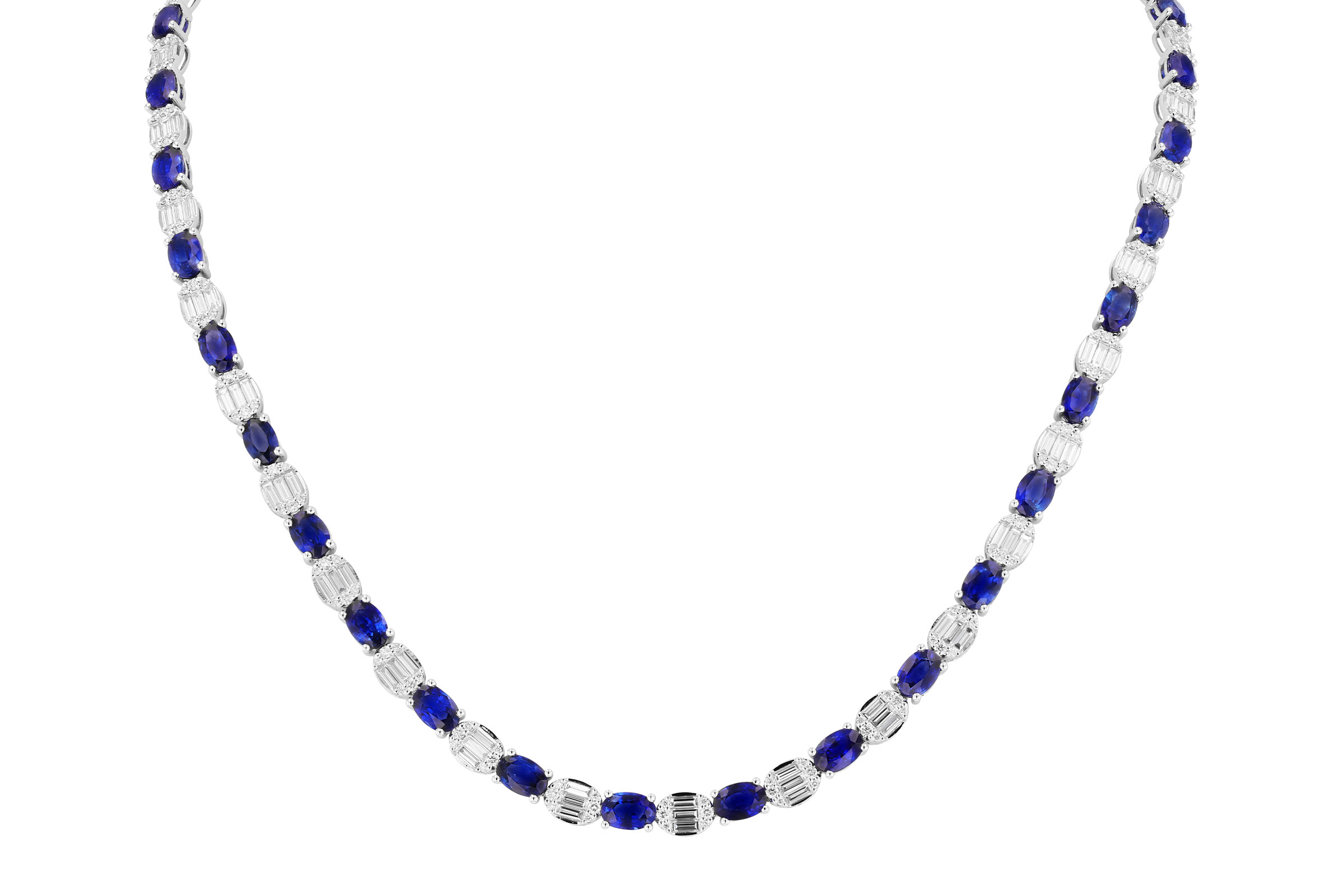 F276-20365: NECKLACE 17.68 TW SAPPHIRE 21.82 TGW (17")
