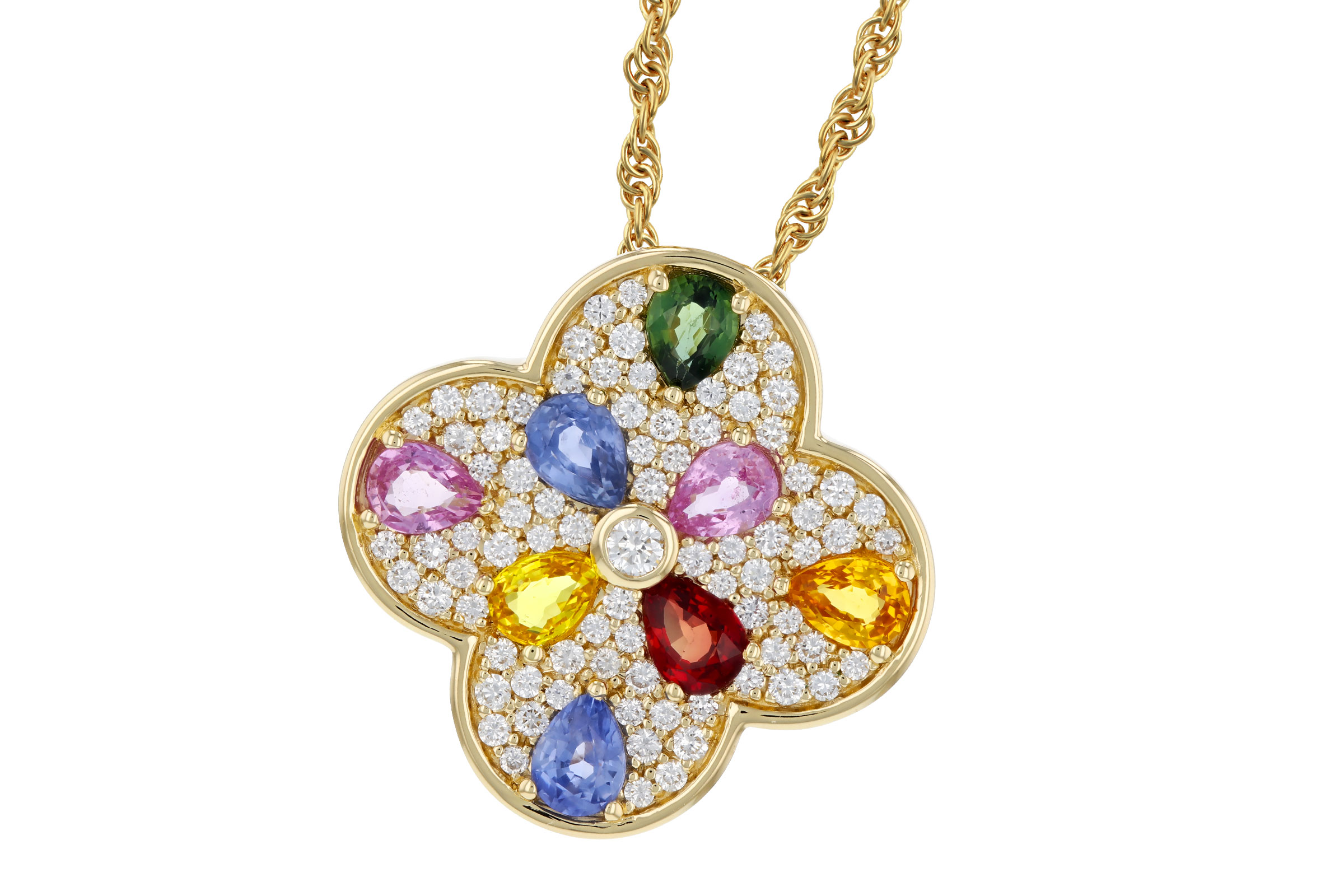 F276-21311: NECKLACE 1.40 MULTI-COLOR SAPPH 1.82 TGW