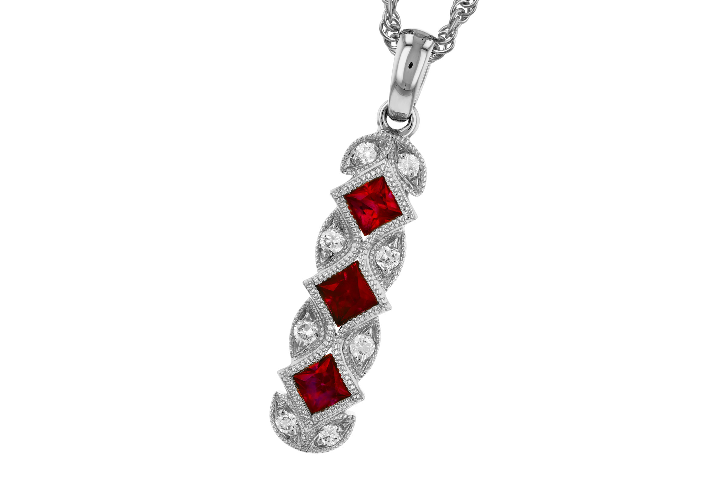 K276-19492: NECKLACE .55 TW RUBY .64 TGW