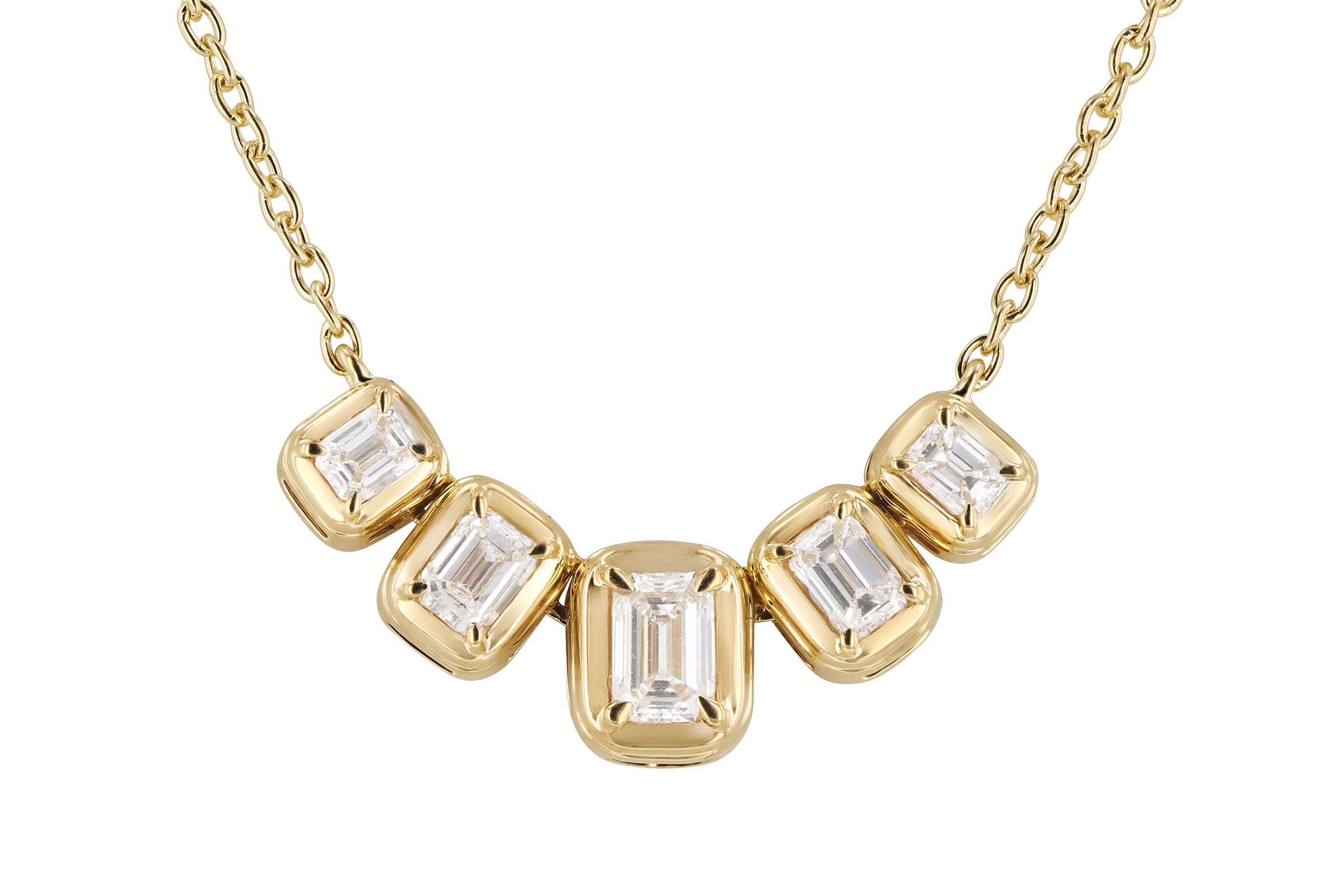 K276-21283: NECKLACE .87 TW EMERALD CUT DIA (18")