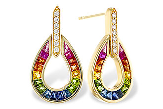 L275-30392: EARRINGS 1.18 MULTI-COLOR SAPP 1.25 TGW